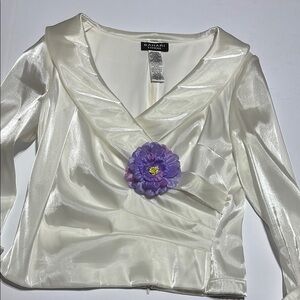Bahari Cream Wrap Blouse with Sailor Collar Ladies size 10. Beautiful shiny